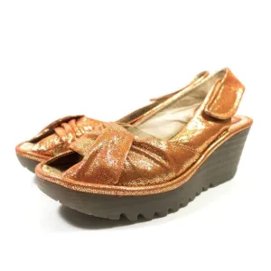 Fly London Yakin Metallic Wedge Sandals - Women's Size 9-9.5 US / 40 EU