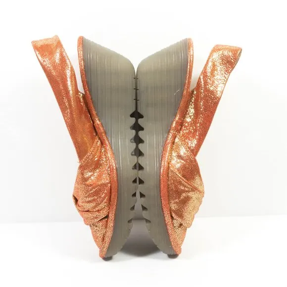 Fly London Yakin Metallic Wedge Sandals - Women's Size 9-9.5 US / 40 EU