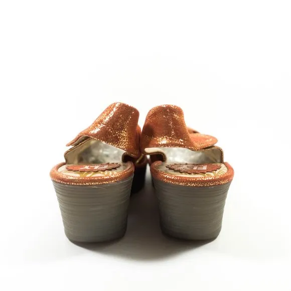 Fly London Yakin Metallic Wedge Sandals - Women's Size 9-9.5 US / 40 EU