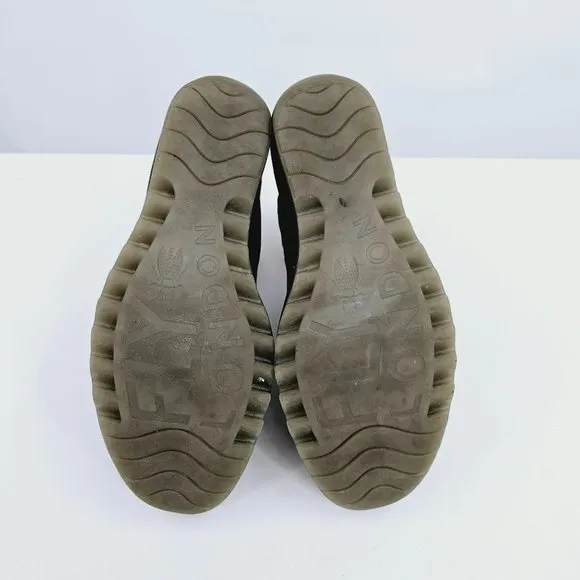 Fly London Yala Sandals 36 5.5 Perforated Suede Wedge Olive Green Taupe Peep Toe