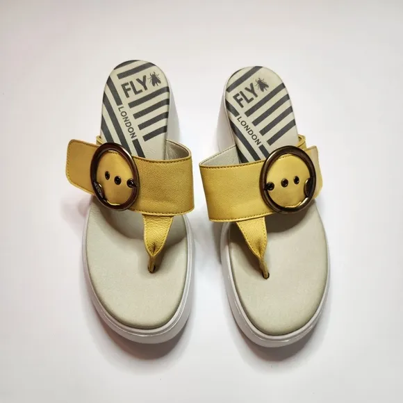 Fly London Yellow Ceralin Dafi Platform Sandals