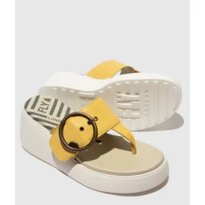 Fly London Yellow Ceralin Dafi Platform Sandals