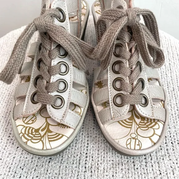 Fly London Yito Borgogna Lace Front Open Toe  Platform Sandals