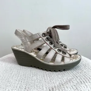Fly London Yito Borgogna Lace Front Open Toe  Platform Sandals