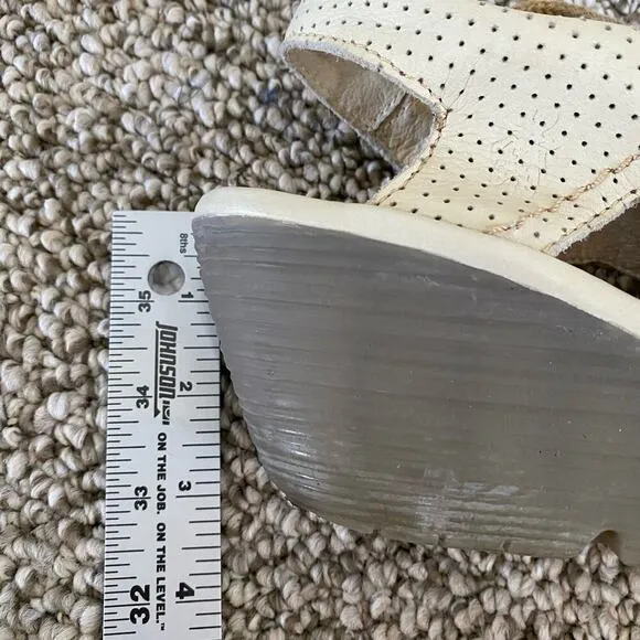 FLY London Ylva Wedges Size 39 or 8.5 Cashmere Cream Leather Sandals Lagenlook