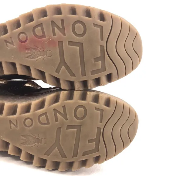 Fly London Yote Brown Leather Wedge Sandals EUR 38