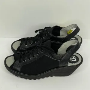Fly London Black Knit Yedu Sandals‎