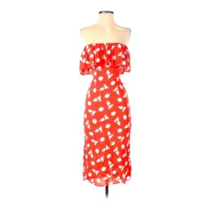 Flynn Skye Orange &amp; White Floral Strapless Mini Dress – Size XS
