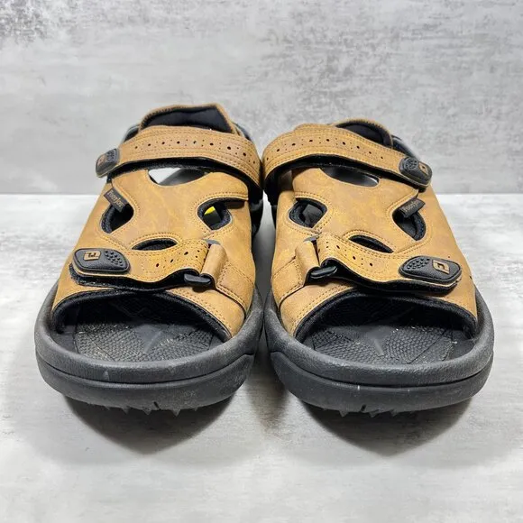 Footjoy Leather Adjustable Strap Soft Spikes Golf Sandals - Men's Size 11 - Tan