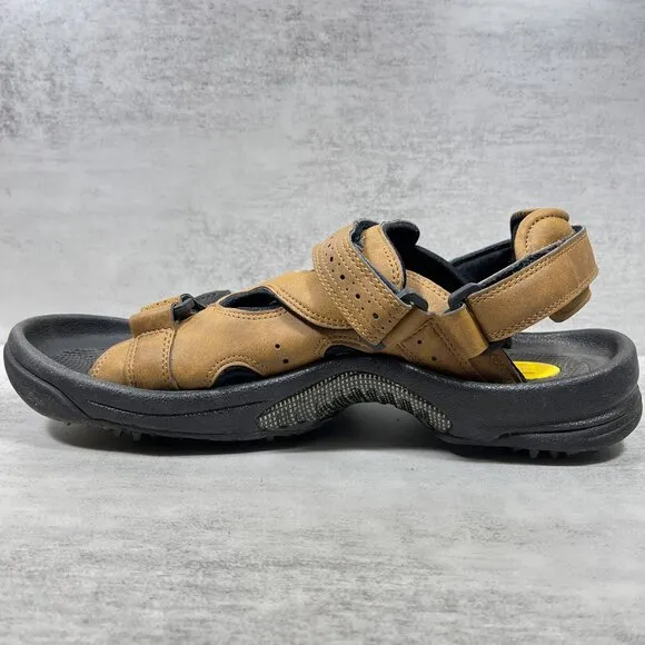 Footjoy Leather Adjustable Strap Soft Spikes Golf Sandals - Men's Size 11 - Tan