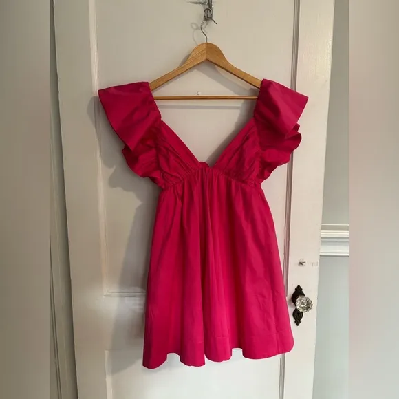 FOR LOVE &amp; LEMONS Clementine Mini Dress Pink Size Medium