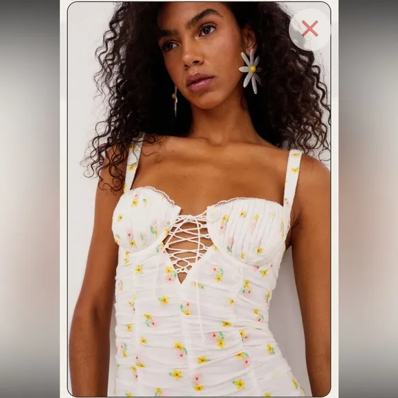 For Love And Lemons White Celia white Floral Mini Dress