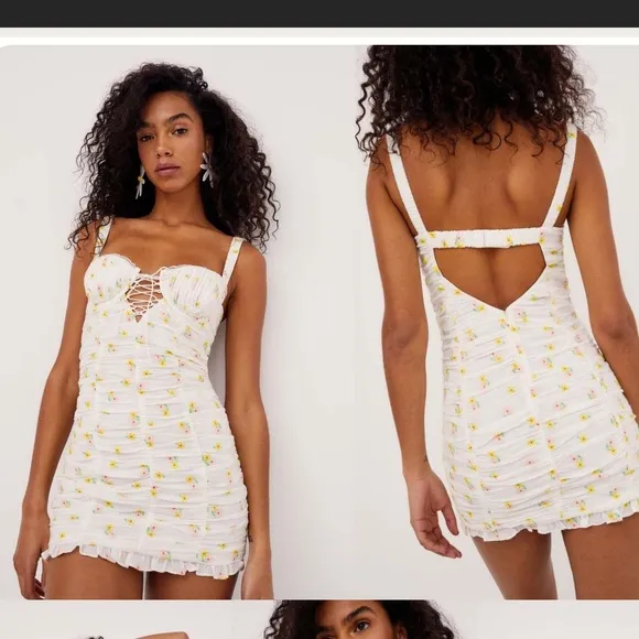 For Love And Lemons White Celia white Floral Mini Dress