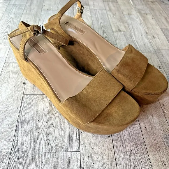 Forever 21 Sandals women's brown suede Chunky Platform strappy boho Y2k  sz 10