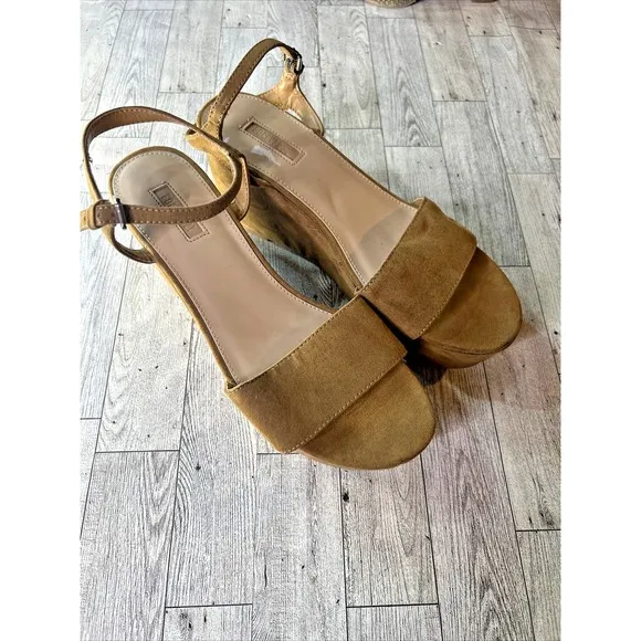 Forever 21 Sandals women's brown suede Chunky Platform strappy boho Y2k  sz 10