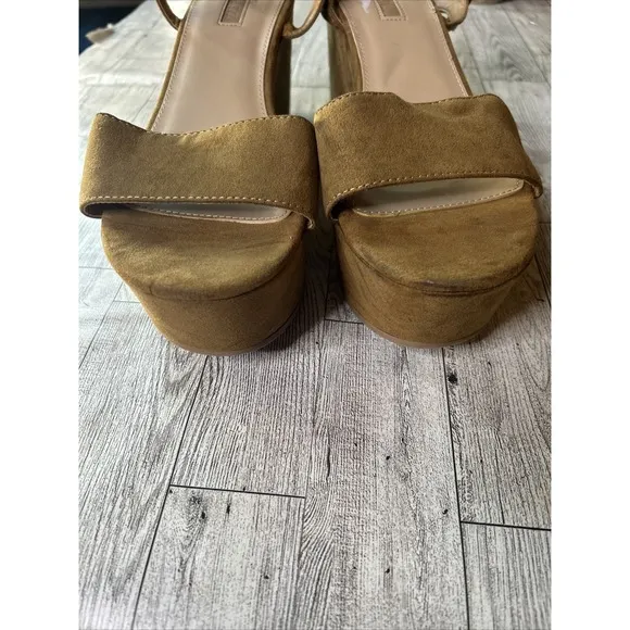 Forever 21 Sandals women's brown suede Chunky Platform strappy boho Y2k  sz 10
