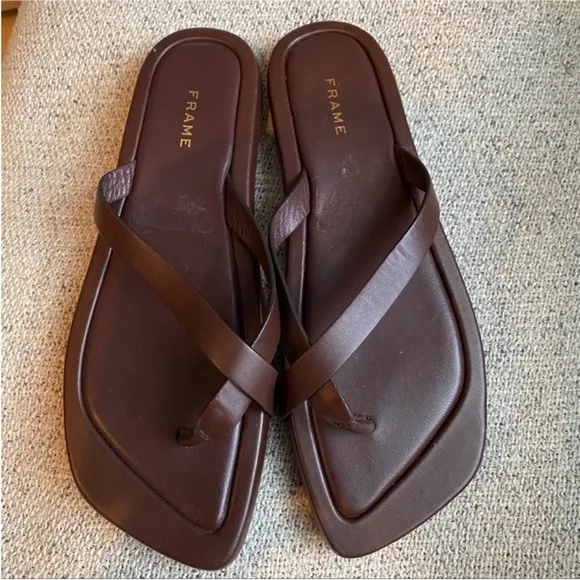 Frame denim brown leather sandals