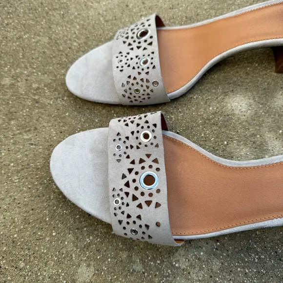 FRANCO SARTA sandals gray leather heeled sandal ankle strap womens 13 eyelets