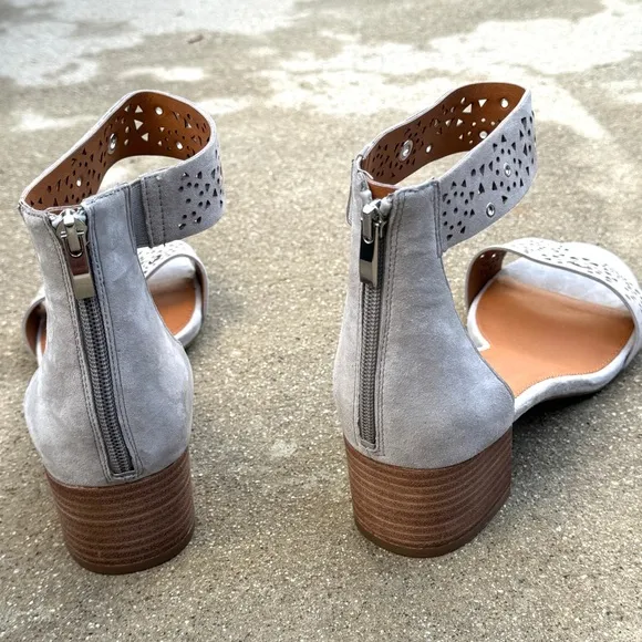 FRANCO SARTA sandals gray leather heeled sandal ankle strap womens 13 eyelets