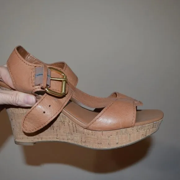 Franco Sarto Leather Upper High Platform (3.5&quot; at heel) Sandals in Brown 8M