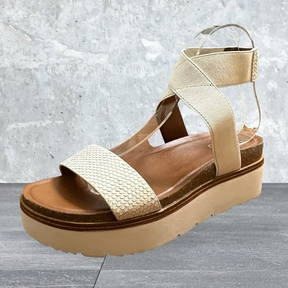 Franco Sarto Parton Womens Leather Ankle Strap Platform Sandals