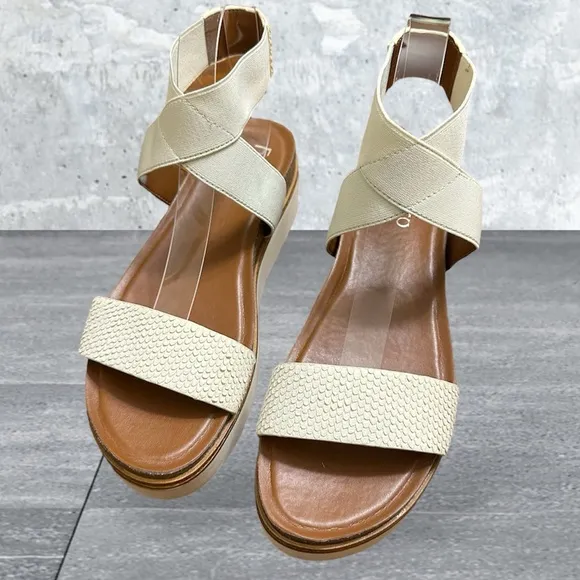Franco Sarto Parton Womens Leather Ankle Strap Platform Sandals