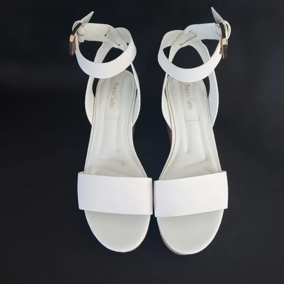 FRANCO SARTO Presley White Platform Sandals Women's Size 8
