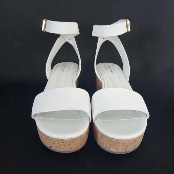 FRANCO SARTO Presley White Platform Sandals Women's Size 8