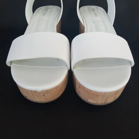 FRANCO SARTO Presley White Platform Sandals Women's Size 8