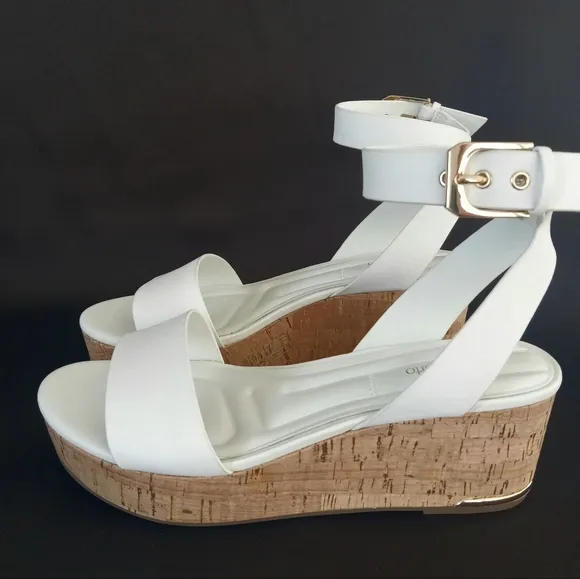 FRANCO SARTO Presley White Platform Sandals Women's Size 8