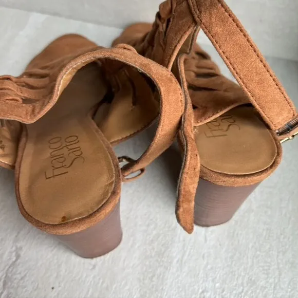 Franco Sarto Rust Orange Tan Brown OpenToe Heel Sandals size 6
