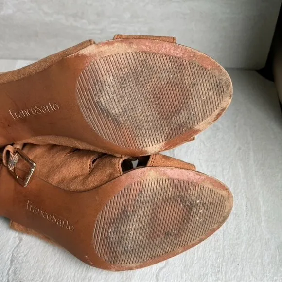 Franco Sarto Rust Orange Tan Brown OpenToe Heel Sandals size 6