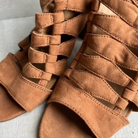 Franco Sarto Rust Orange Tan Brown OpenToe Heel Sandals size 6