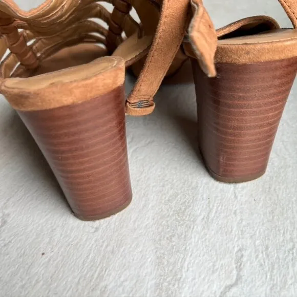 Franco Sarto Rust Orange Tan Brown OpenToe Heel Sandals size 6