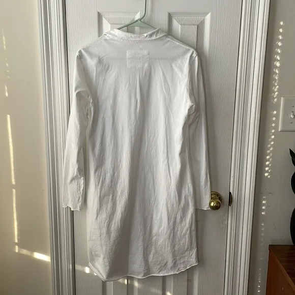 Frank &amp; Eileen Nicole Popover Henley Collared Polo Cotton Dress White Size Small