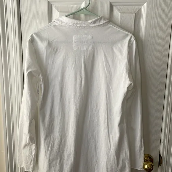 Frank &amp; Eileen Nicole Popover Henley Collared Polo Cotton Dress White Size Small