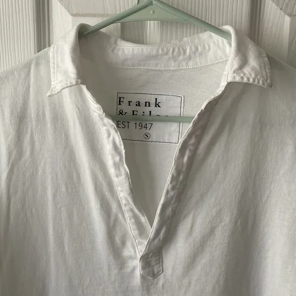 Frank &amp; Eileen Nicole Popover Henley Collared Polo Cotton Dress White Size Small