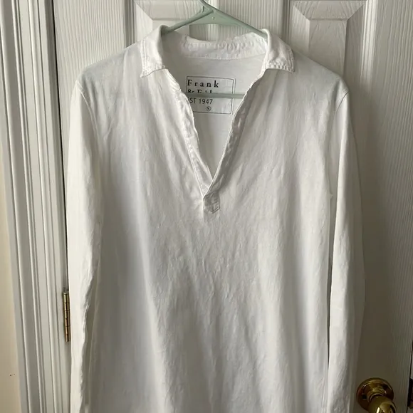 Frank &amp; Eileen Nicole Popover Henley Collared Polo Cotton Dress White Size Small