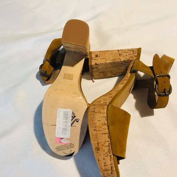 Free People Brooke Platform Tan Suede Leather Cork Sandals