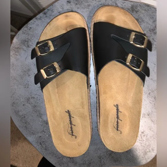 FREE PEOPLE CARAVELLE PLATFORM SLIDE SANDALS IN BLACK BUCKLE SIZE
