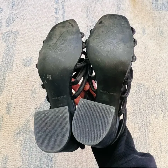 FREE PEOPLE Colette Cinched Heeled Sandal in Black SIZE 10 EUC