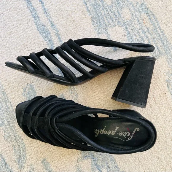 FREE PEOPLE Colette Cinched Heeled Sandal in Black SIZE 10 EUC