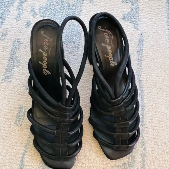 FREE PEOPLE Colette Cinched Heeled Sandal in Black SIZE 10 EUC