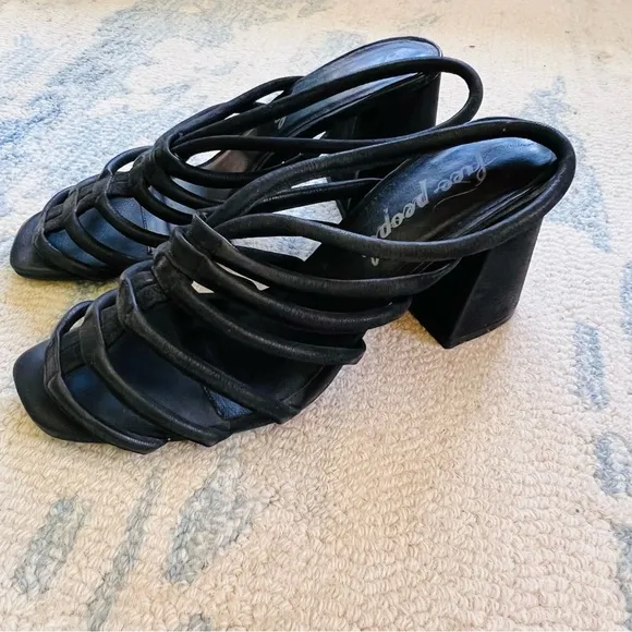 FREE PEOPLE Colette Cinched Heeled Sandal in Black SIZE 10 EUC
