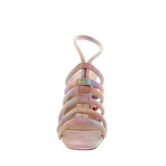 Free People Colette Clinched Heel Sandals Rainbow Metallic Size 37.5 New w/Tag