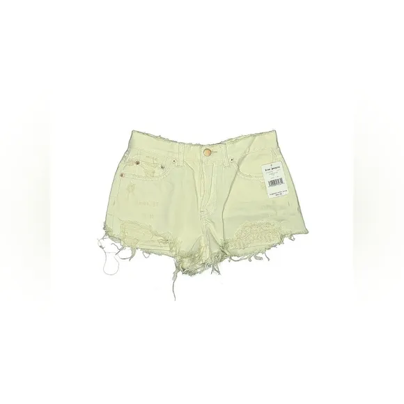 Free People Daisy Chain Lace Denim Shorts – Worn White – Size 26 – NWT