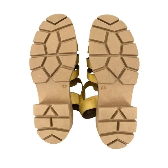 Free People Delaney Fisherman Sandals Leather Platform-Marigold- Size 40/ 10