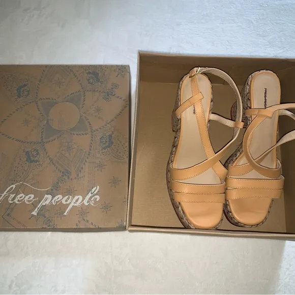 Free people farm jute leather platform tan sandals size 10 new in box natural