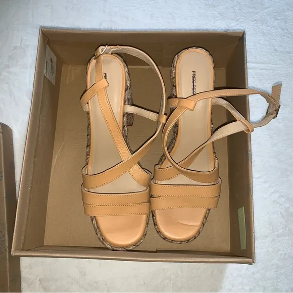 Free people farm jute leather platform tan sandals size 10 new in box natural