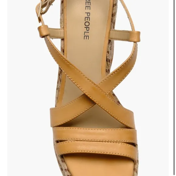 Free people farm jute leather platform tan sandals size 10 new in box natural